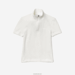 Lacoste פולו מצולע עם צווארון גבוה עם רוכסן DZ4D0D2524 לבן 70V נשים - Image 4