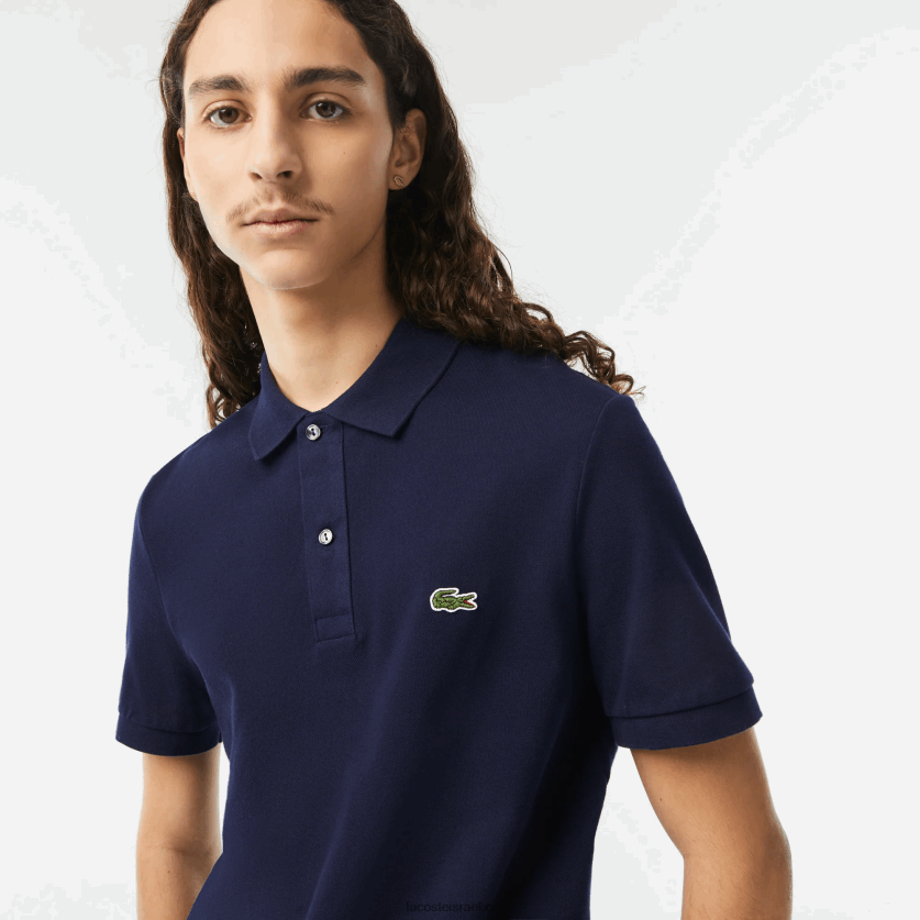 Lacoste פולו מקורי l.12.12 slim fit DZ4D0D685 כחול כהה 166 גברים - Image 2