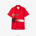 Lacoste פולו סטרץ' עם הדפס נובאק ג'וקוביץ' DZ4D0D929 אדום לבן c9u גברים - Image 3