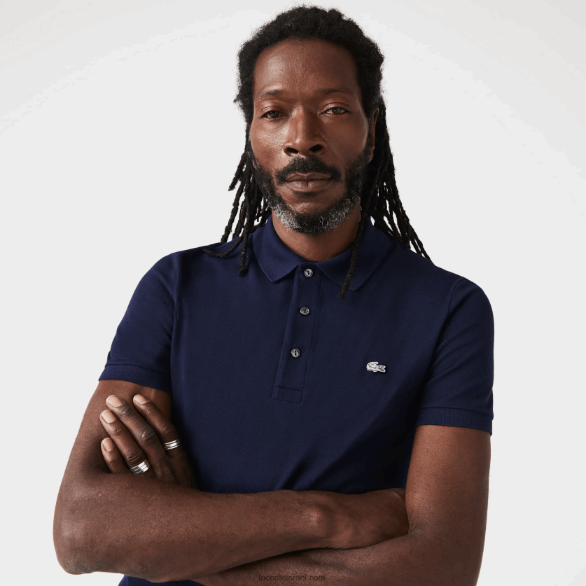 Lacoste פולו סטרץ' פטי פיקה בכושר slim fit DZ4D0D563 כחול כהה 166 גברים - Image 1