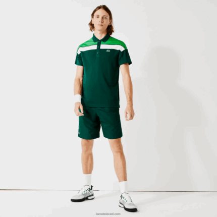 Lacoste פולו ספורטיבי פיקה בהתאמה רגילה עם ויסות תרמו DZ4D0D1312 ירוק שחור לבן zqg גברים