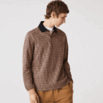 Lacoste פולו עם הדפס טרטן בגזרה רגועה DZ4D0D924 בצבע בז' כחול כהה בורדו v40 גברים