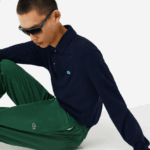 Lacoste פולו עם הדפס מנומר בגזרה קלאסית DZ4D0D704 כחול כהה 7cg גברים