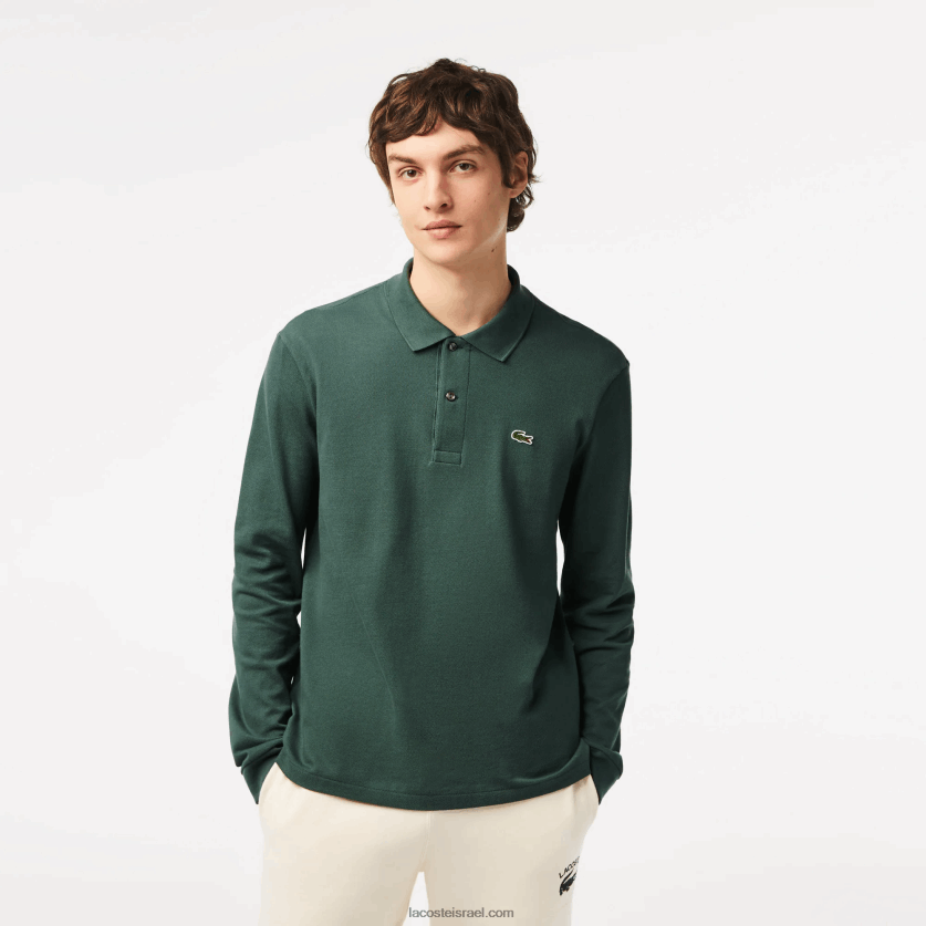 Lacoste פולו עם שרוול ארוך l.12.12 מקורי DZ4D0D1301 ירוק 5hx גברים - Image 1