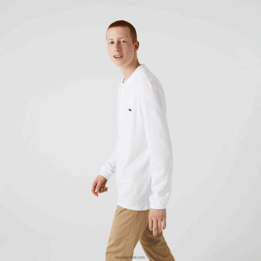 Lacoste פולו עם שרוול ארוך l.12.12 מקורי DZ4D0D644 לבן 001 גברים - Image 2