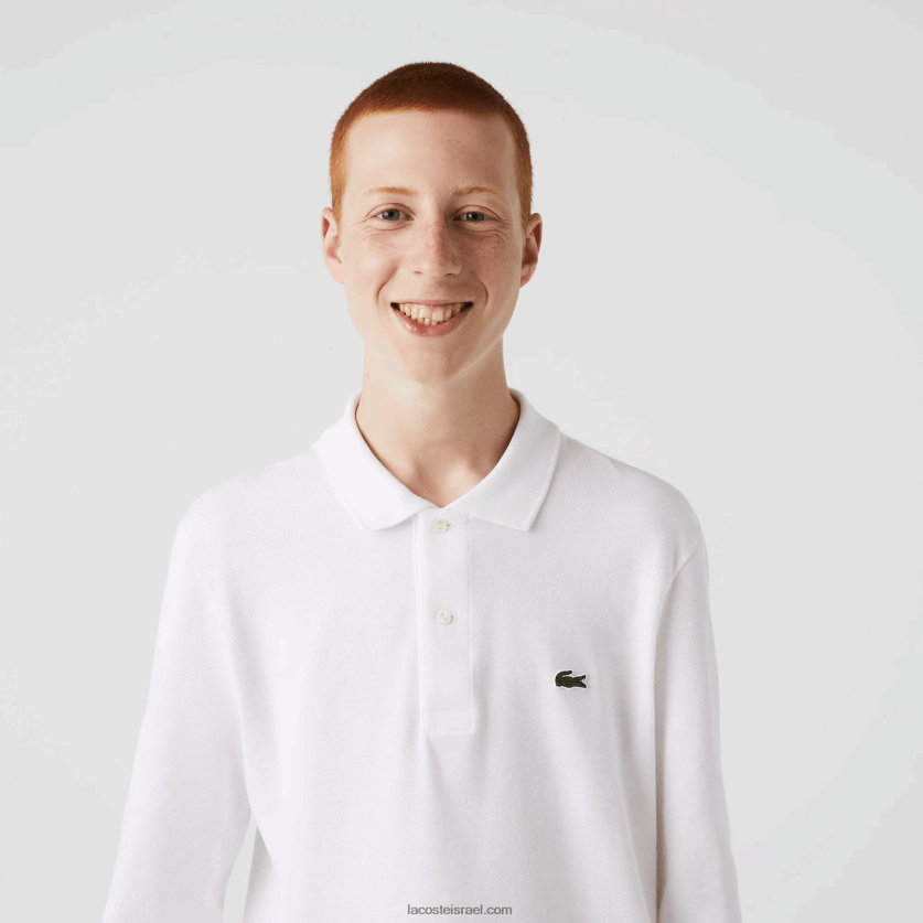 Lacoste פולו עם שרוול ארוך l.12.12 מקורי DZ4D0D644 לבן 001 גברים - Image 4
