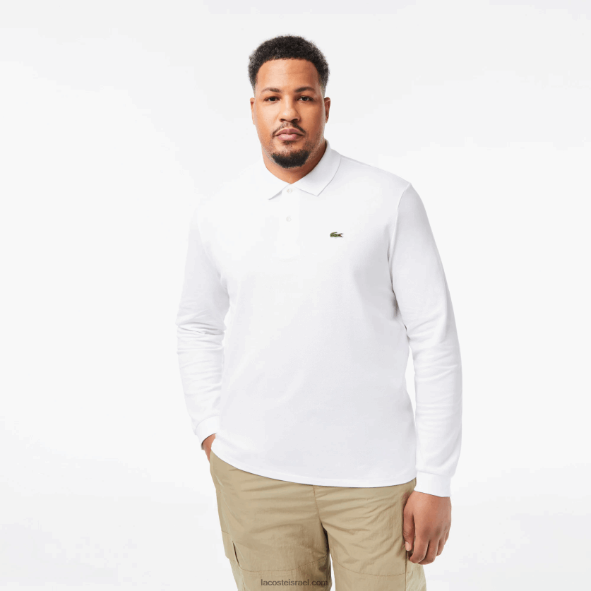 Lacoste פולו עם שרוול ארוך l.12.12 מקורי DZ4D0D644 לבן 001 גברים - Image 5