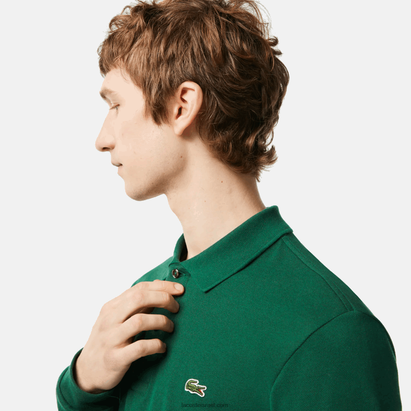Lacoste פולו עם שרוול ארוך l.12.12 מקורי DZ4D0D746 ירוק 132 גברים - Image 2