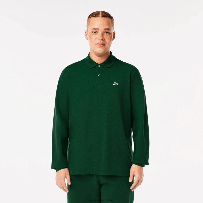 Lacoste פולו עם שרוול ארוך l.12.12 מקורי DZ4D0D746 ירוק 132 גברים - Image 5