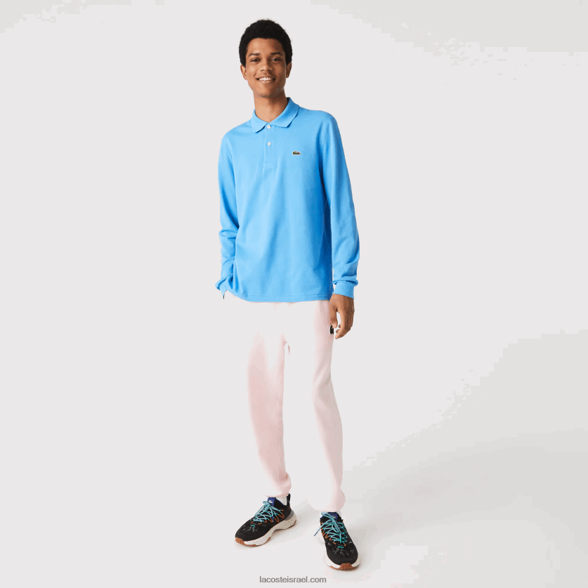 Lacoste פולו עם שרוול ארוך l.12.12 מקורי DZ4D0D821 כחול 4xa גברים - Image 1