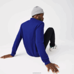 Lacoste פולו עם שרוול ארוך l.12.12 מקורי DZ4D0D864 כחול bdm גברים - Image 3