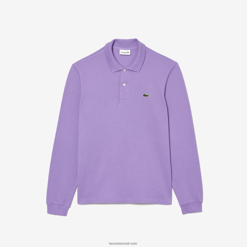 Lacoste פולו עם שרוול ארוך l.12.12 מקורי DZ4D0D945 gfu סגול גברים - Image 3