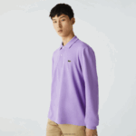 Lacoste פולו עם שרוול ארוך l.12.12 מקורי DZ4D0D945 gfu סגול גברים - Image 4