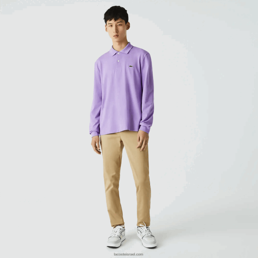 Lacoste פולו עם שרוול ארוך l.12.12 מקורי DZ4D0D945 gfu סגול גברים - Image 1