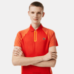 Lacoste פולו פוליאסטר ממוחזר טניס עם טכנולוגיה יבשה במיוחד DZ4D0D139 כתום אדום xim גברים - Image 2