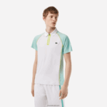 Lacoste פולו פוליאסטר ממוחזר טניס עם טכנולוגיה יבשה במיוחד DZ4D0D137 לבן ירוק בהיר צהוב awc גברים