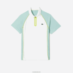 Lacoste פולו פוליאסטר ממוחזר טניס עם טכנולוגיה יבשה במיוחד DZ4D0D137 לבן ירוק בהיר צהוב awc גברים - Image 4