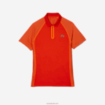 Lacoste פולו פוליאסטר ממוחזר טניס עם טכנולוגיה יבשה במיוחד DZ4D0D139 כתום אדום xim גברים - Image 4