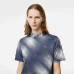 Lacoste פולו פוליאסטר ממוחזר מודפס גולף DZ4D0D151 לבן כחול כהה ev0 גברים - Image 2