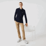 Lacoste פולו פטי פיקה בגזרה דקיקה DZ4D0D687 כחול כהה 166 גברים - Image 2