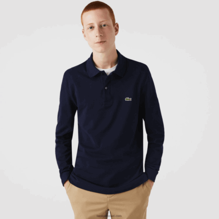 Lacoste פולו פטי פיקה בגזרה דקיקה DZ4D0D687 כחול כהה 166 גברים
