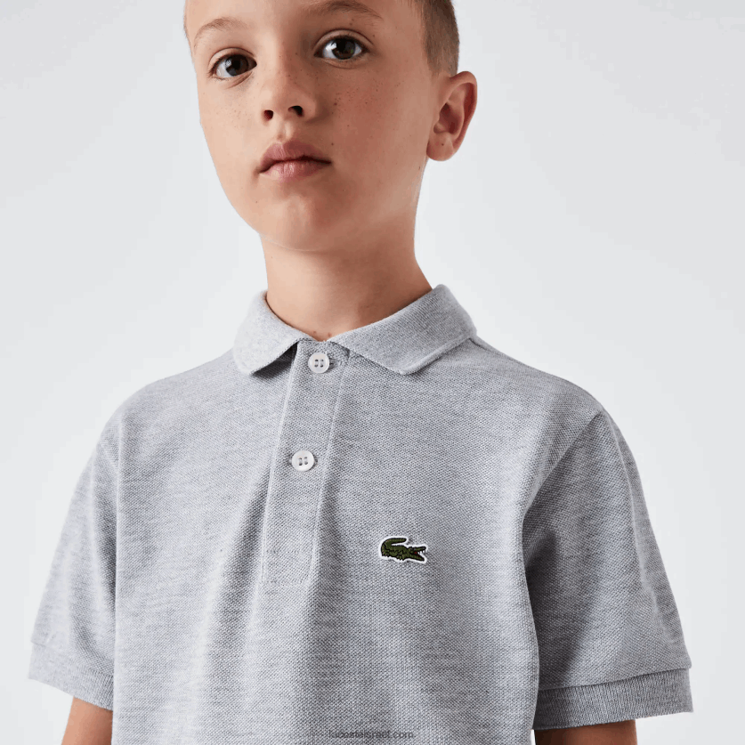 Lacoste פולו פטי פיקה בכושר רגיל DZ4D0D3126 chine אפור cca ילדים - Image 3