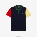Lacoste פולו פטי פיקה כותנה בהתאמה רגילה DZ4D0D558 כחול כהה אדום צהוב ירוק 821 גברים - Image 2