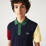 Lacoste פולו פטי פיקה כותנה בהתאמה רגילה DZ4D0D558 כחול כהה אדום צהוב ירוק 821 גברים