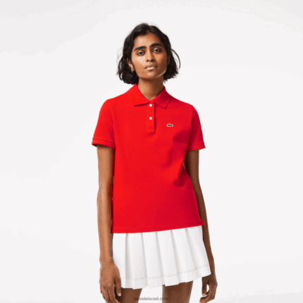 Lacoste פולו פטי פיקה כותנה רכה בהתאמה רגילה DZ4D0D2502 אדום s5h נשים