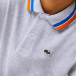 Lacoste פולו פטיט פיקה כותנה טריקולור DZ4D0D2953 צ'ין אפור לבן w9d בנים - Image 4