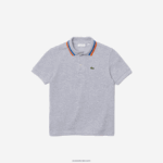 Lacoste פולו פטיט פיקה כותנה טריקולור DZ4D0D2953 צ'ין אפור לבן w9d בנים - Image 5