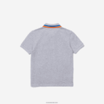Lacoste פולו פטיט פיקה כותנה טריקולור DZ4D0D2953 צ'ין אפור לבן w9d בנים - Image 6