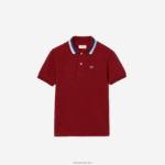 Lacoste פולו פטיט פיקה כותנה טריקולור DZ4D0D2954 בורדו לבן x62 בנים - Image 3