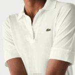 Lacoste פולו פיקה זורם בגזרה רופפת DZ4D0D2462 לבן 70V נשים - Image 2