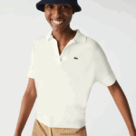 Lacoste פולו פיקה זורם בגזרה רופפת DZ4D0D2462 לבן 70V נשים
