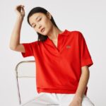 Lacoste פולו פיקה זורם בגזרה רופפת DZ4D0D2464 אדום f8m נשים