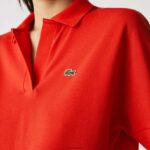 Lacoste פולו פיקה זורם בגזרה רופפת DZ4D0D2464 אדום f8m נשים - Image 3