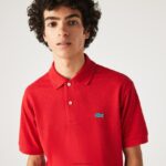 Lacoste פולו פיקה כותנה בגזרה קלאסית עם הדפס מנומר DZ4D0D594 אדום 7cq גברים