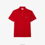 Lacoste פולו פיקה כותנה בגזרה קלאסית עם הדפס מנומר DZ4D0D594 אדום 7cq גברים - Image 3