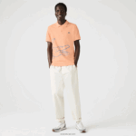 Lacoste פולו פיקה כותנה בהתאמה רגילה בהדפס תנין DZ4D0D647 כתום בהיר heb גברים