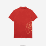 Lacoste פולו פיקה כותנה בהתאמה רגילה בהדפס תנין DZ4D0D648 אדום 67 גרם גברים - Image 4