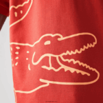 Lacoste פולו פיקה כותנה בהתאמה רגילה בהדפס תנין DZ4D0D648 אדום 67 גרם גברים - Image 6