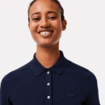 Lacoste פולו פיקה כותנה מתיחה בגזרה דקיקה DZ4D0D2470 כחול כהה 166 נשים - Image 2