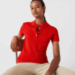 Lacoste פולו פיקה כותנה מתיחה בגזרה דקיקה DZ4D0D2471 אדום 240 נשים