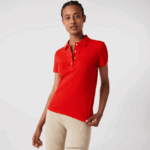 Lacoste פולו פיקה כותנה מתיחה בגזרה דקיקה DZ4D0D2471 אדום 240 נשים - Image 4