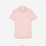 Lacoste פולו פיקה כותנה מתיחה בגזרה דקיקה DZ4D0D2508 אדי ורוד בהיר נשים - Image 5