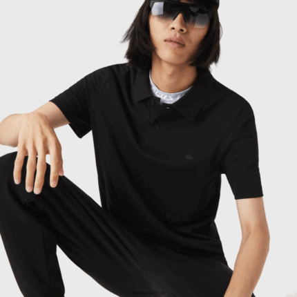 Lacoste פולו פיקה מכותנה אורגנית מתיחה בגזרה דקיקה DZ4D0D598 שחור 031 גברים