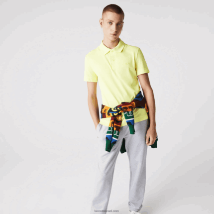 Lacoste פולו פיקה מכותנה אורגנית מתיחה בגזרה דקיקה DZ4D0D600 טוק צהוב צעקני גברים