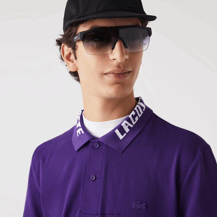 Lacoste פולו פיקה סטרץ' ממותג slim fit DZ4D0D776 pfn סגול גברים - Image 2