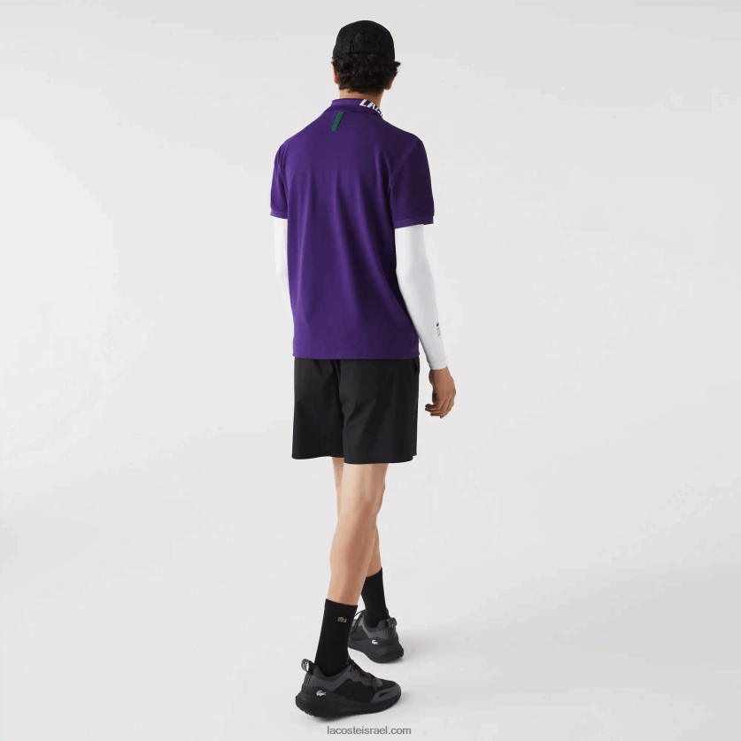 Lacoste פולו פיקה סטרץ' ממותג slim fit DZ4D0D776 pfn סגול גברים - Image 3
